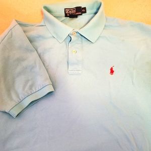 Blue Polo Shirt w/red horse